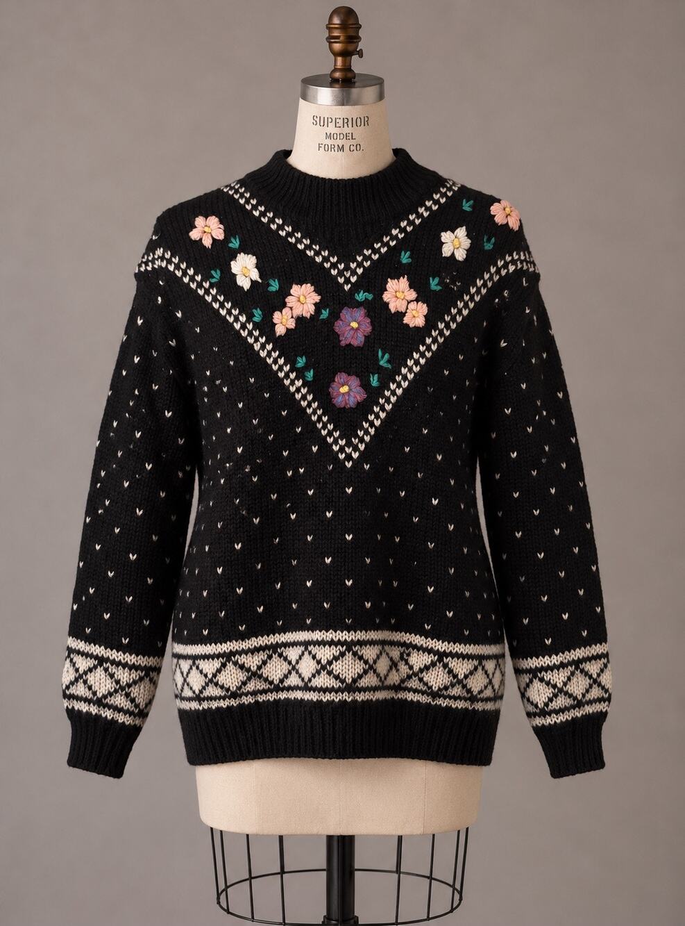 Vintage TUW by Merry Lynn’s Floral Fair Isle Sweater • Size S